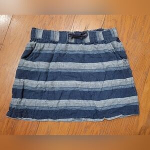 Patagonia Navy and Gray Striped Drawstring Mini Skirt